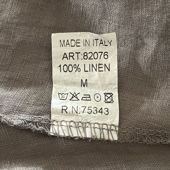 Romeo Giulia Lagenlook Linen Tunic Size M Taupe Embroidered Cottage Boho Artsy - Picture 11 of 15